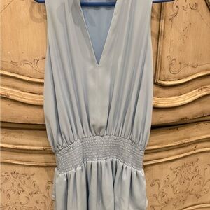 Central Park West Light Blue Ruffled Blouse